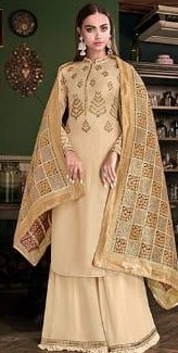 Fawn Embroidered Rayon Palazzo